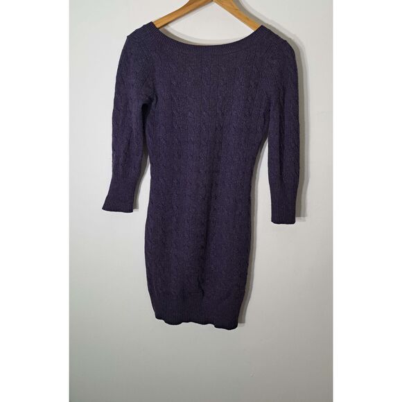 Vtg Rugby polo ralph lauren women's xs cable sweater dress wool cashmere purple - Picture 2 of 8